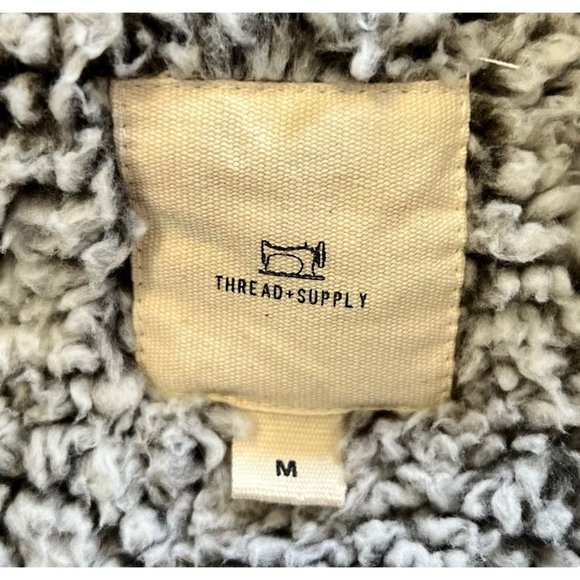 Thread + Supply Women’s Gray Sherpa Sweatshirt Hoodie Size M - Picture 5 of 6